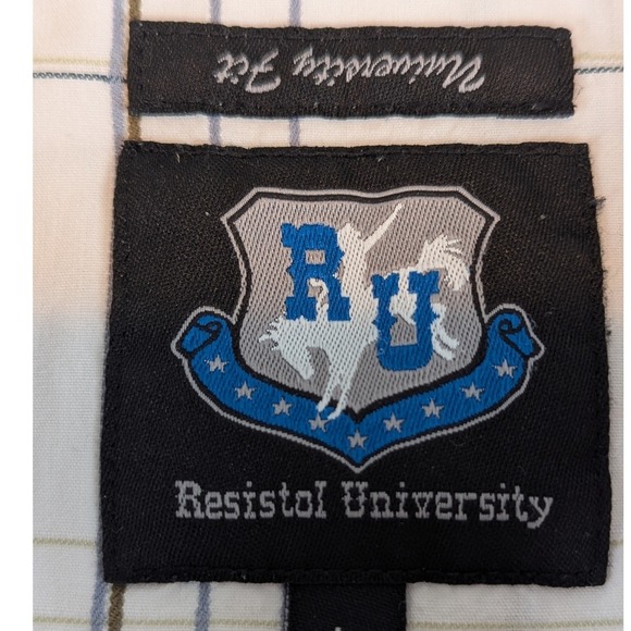 Resistol University Mens Large‎ White Plaid White PearlSnap Shirt Casual Western - Picture 4 of 10